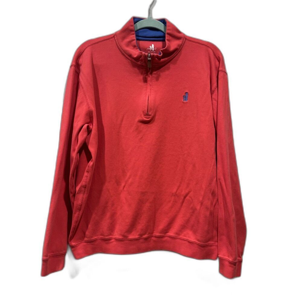 Johnnie-O Quarter Zip Pullover Sweater Red 100% Cotton Preppy Golf Men sz Large